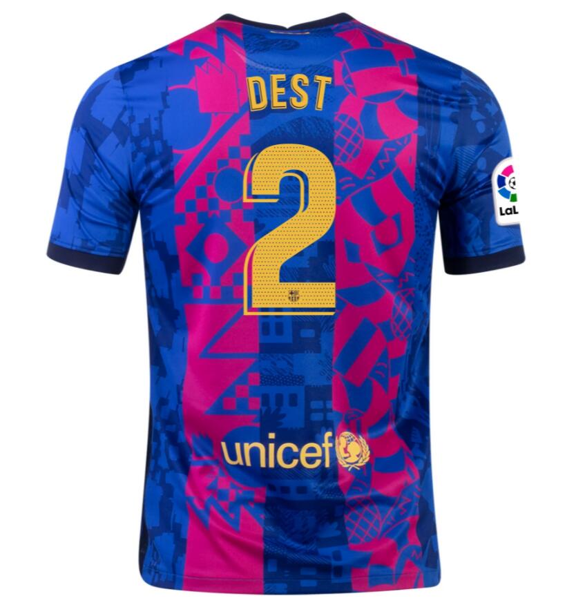 2021/22 Barcelona Football Kit Third Soccer Jersey with SERGIÑO DEST 2 printing